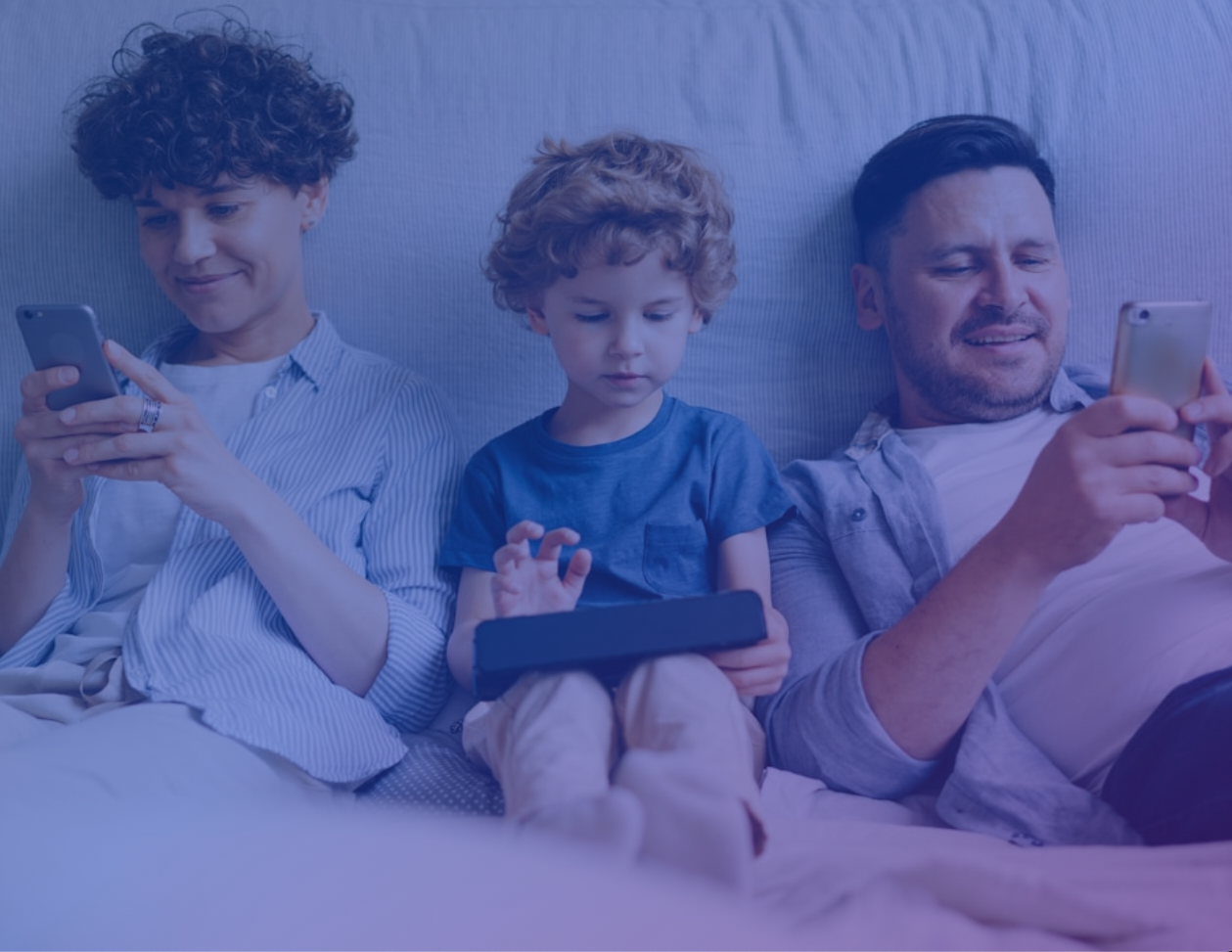 Modern family connecting through technology